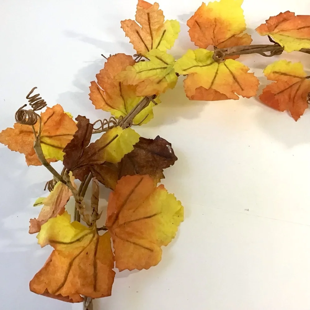 Artificial Leaf Garland Stiff Bendable Realistic Faux Leaves 54” Fall Autumn